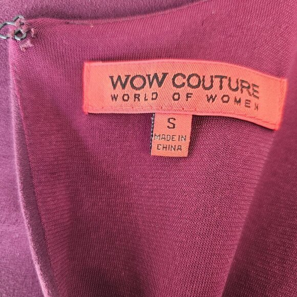 WOW Culture Open Back Bodycon Dress Sz S Faux Suede LaceUp Thigh Slit Wine - Picture 8 of 9